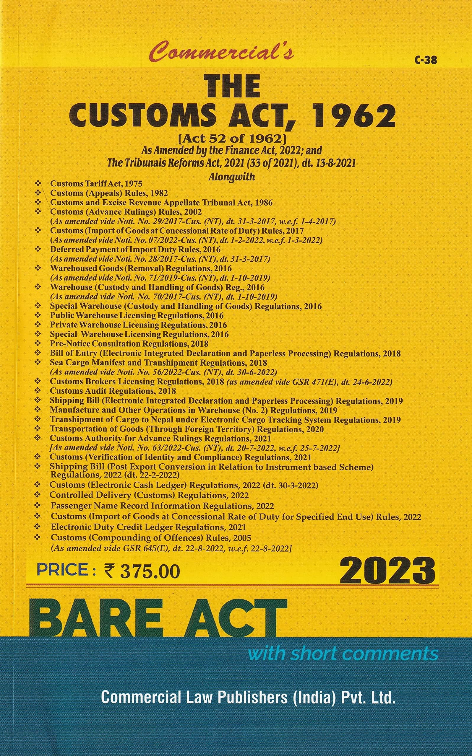 The Customs Act, 1962- 2023/Edition