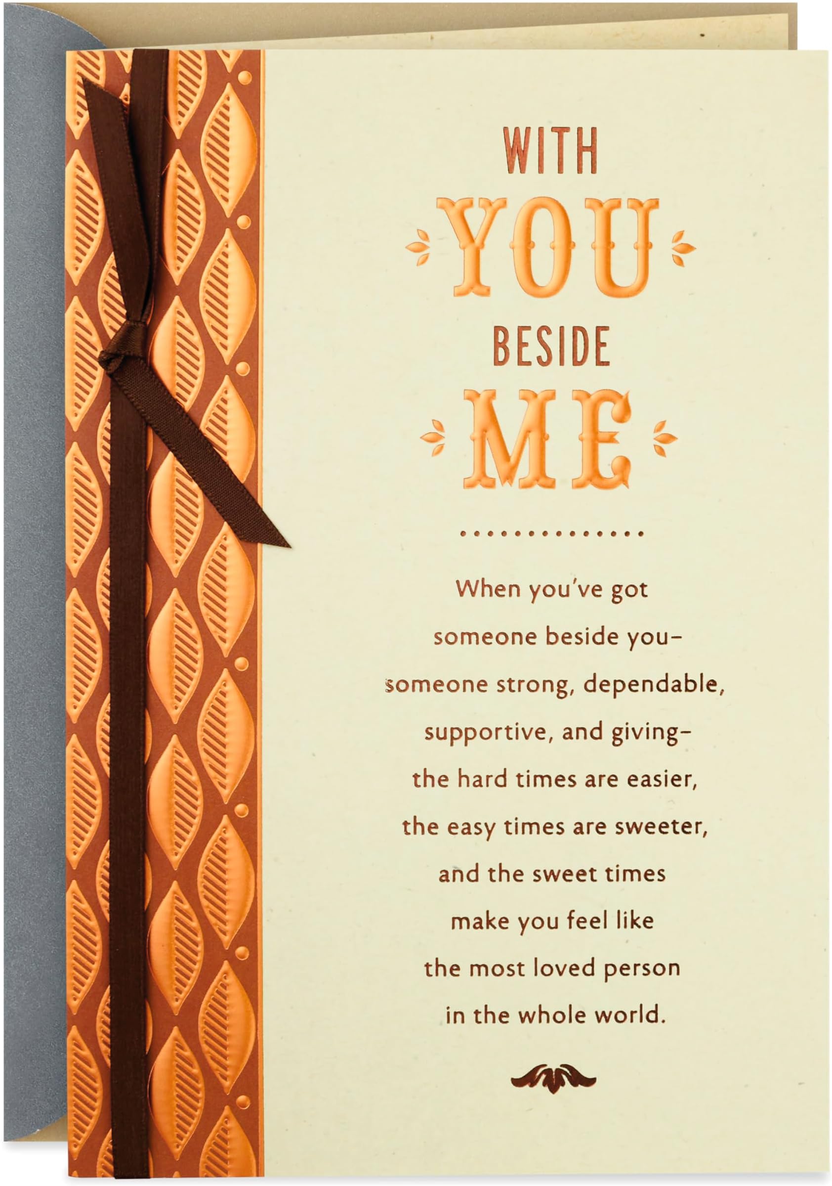 Romantic Birthday Card (With You Beside Me) Copper Leaves
