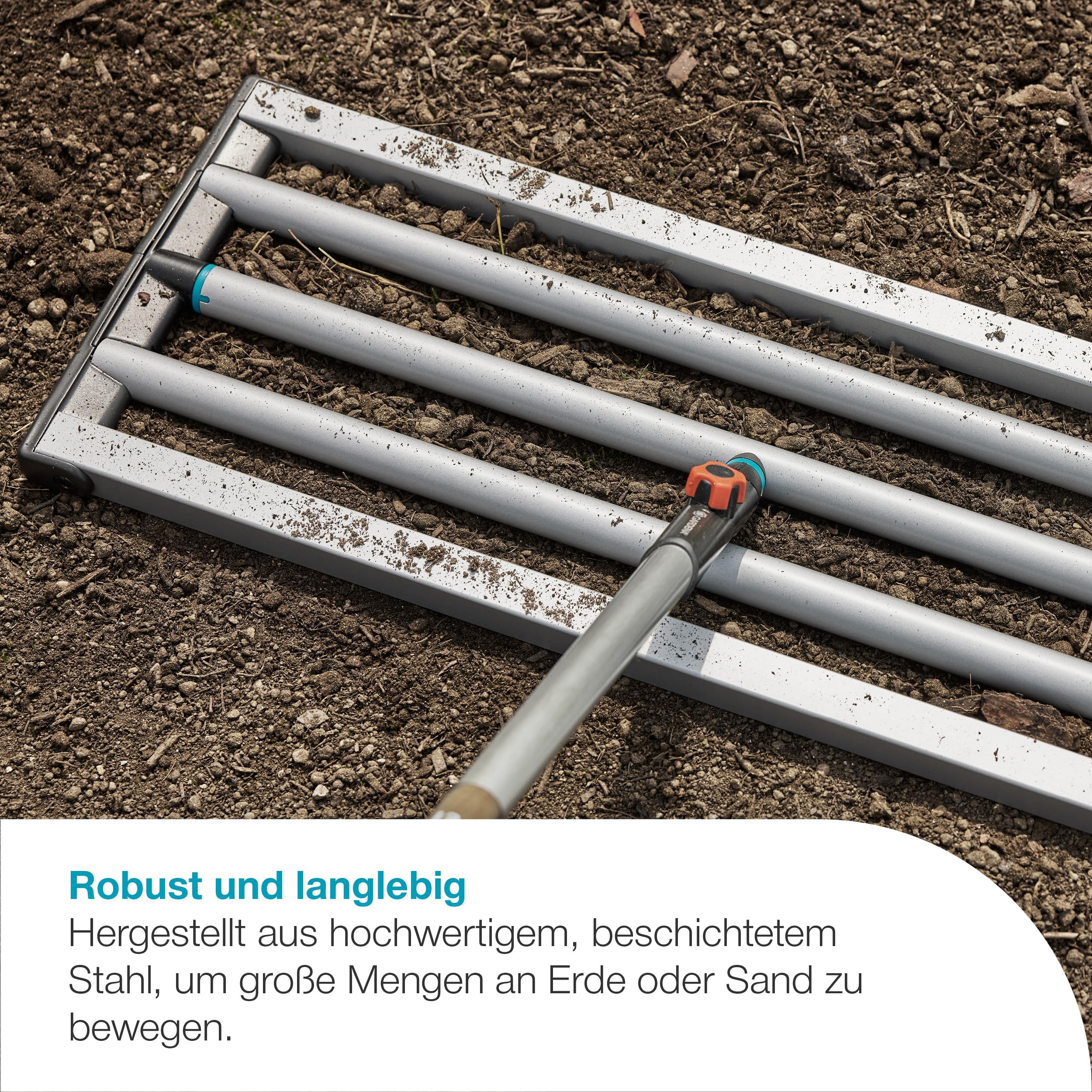 Gardena combisystem Rasen Rakel 76 cm, Nivellierrechen für effiziente Rasenpflege, für alle combisystem Stiele, Erde und Sand verteilen, Rasen nivellieren und glätten, leicht zu schieben, (3569‑20)