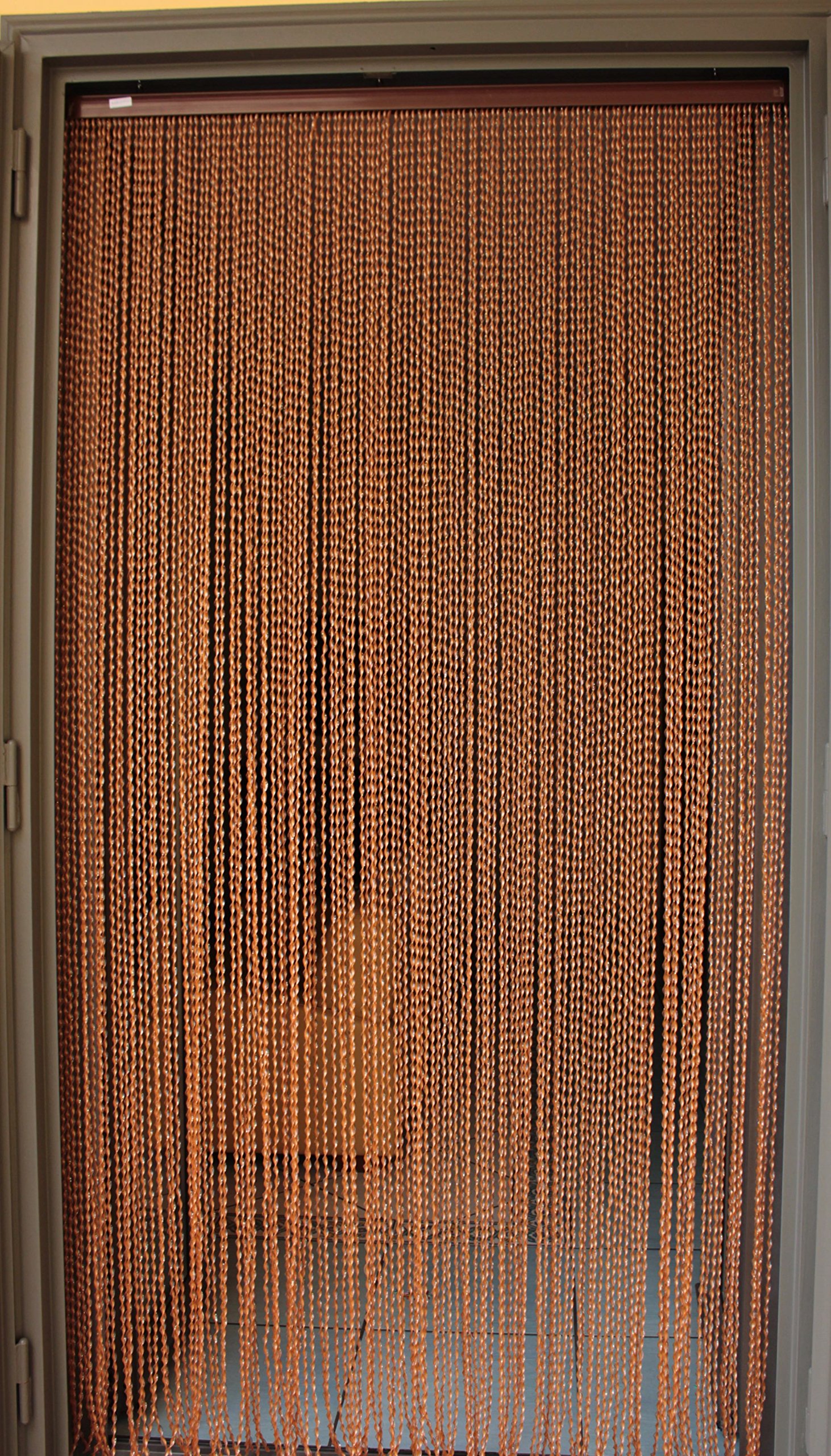 Rideau/Moustiquaire en PVC – modèle 21 - Bâtonnet D'ALUMINIUM - Made in Italy - Mesures Standard (90x200/100X220/120X230/130X240/150X250) - (100 X 220, BRONZE AVEC GLITTER OR [7])