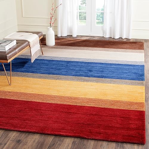 Miniatura 1 de SAFAVIEH Himalaya Collection - Alfombra de área de 8 x 10 pies, naranja y multicolor, lana hecha a mano, ideal para zonas de alto tráfico en sala de