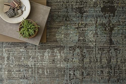 Miniatura 4 de Loloi JV-07 Javari Collection - Alfombra de área moderna envejecida de 2 x 4 pies, acero  laguna