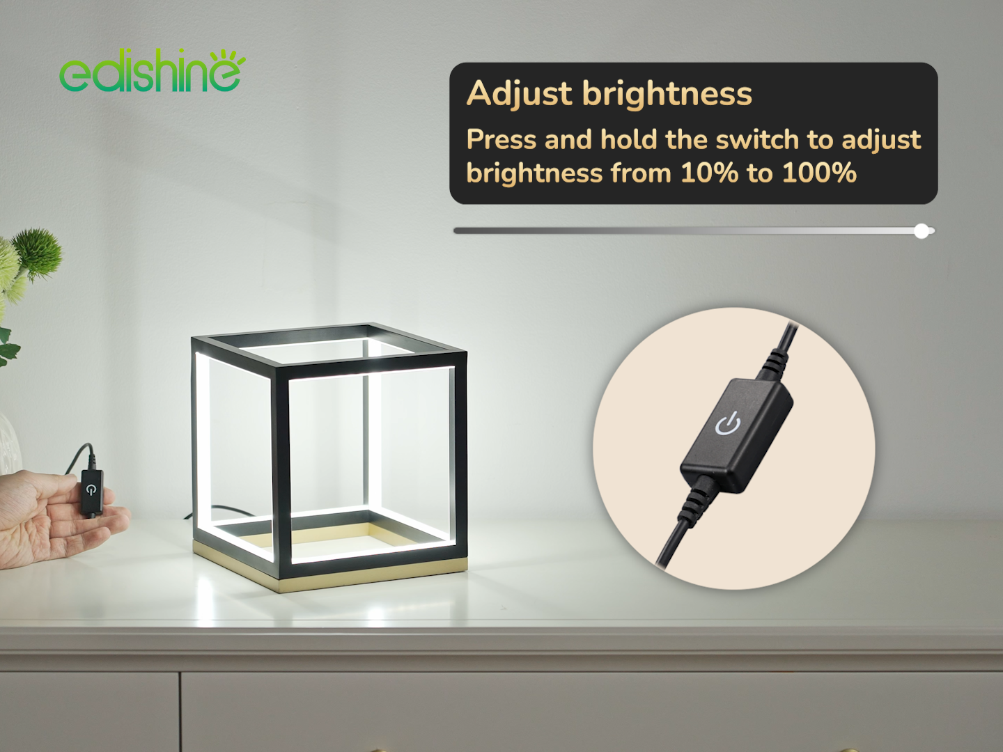 EDISHINE Vloerlamp voor Woonkamer, 3-Lamp Dimbare Vloerlamp met E27 LED Lampen, Metaal Kooi Lampenkap, 2700K Warm Wit, Industrieel Design voor Slaapkamer en Kantoor, 166 cm, Zwart
