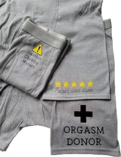 3 Pack Boxer Briefs - Funny Boxer Brief Gift Set - Caution Choking Hazard - Orgasm Donor - 5 Stars Would Bang Again