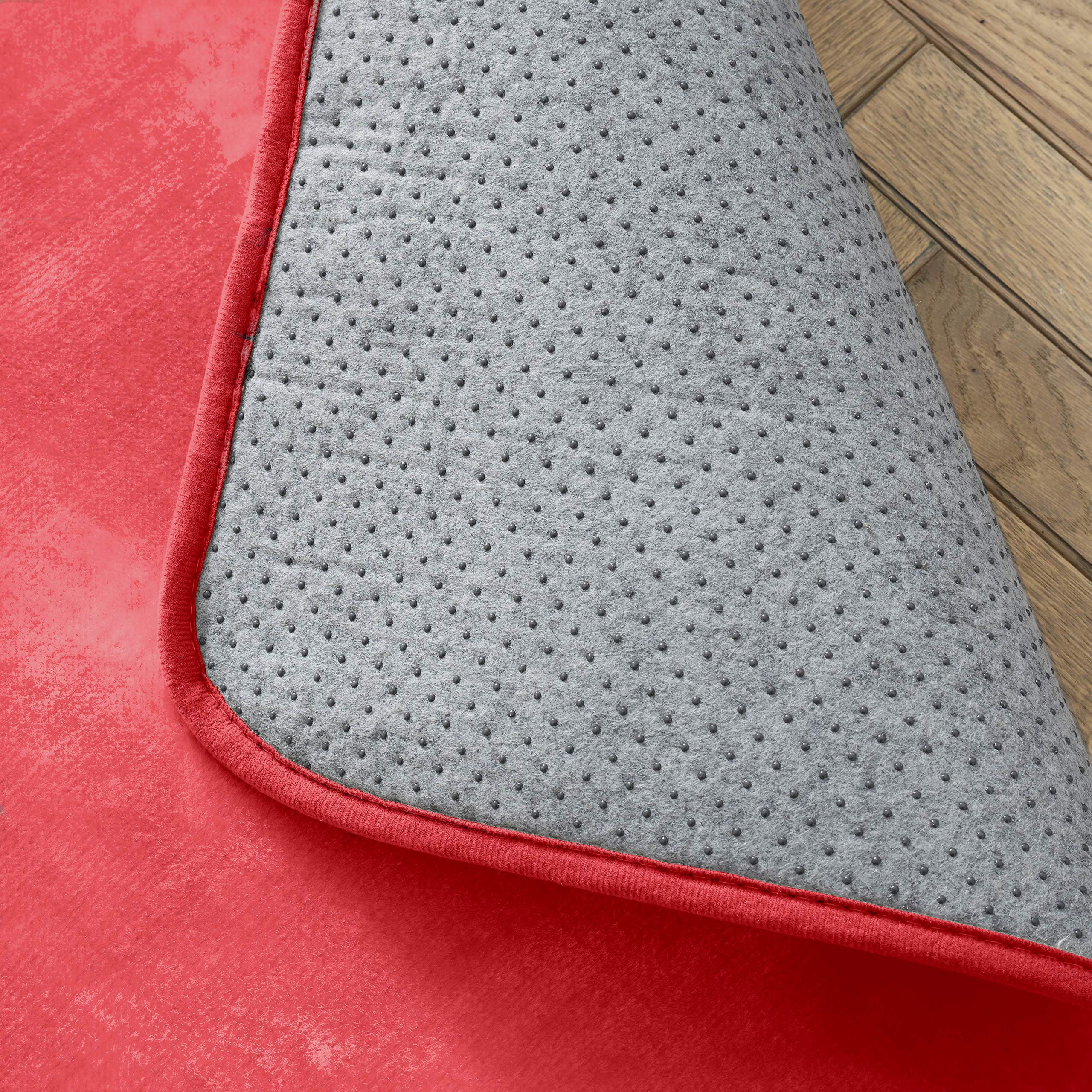 Gaveno Cavailia Luxury Extra Soft & Fluffy Velvet Touch, Non Slip Shiny Bedroom Mat Rug for Comfortable Living & Bed Rooms, Natural Home Dcor Carpet, Red, (60x110), 100% Polyester, Single - Image 2