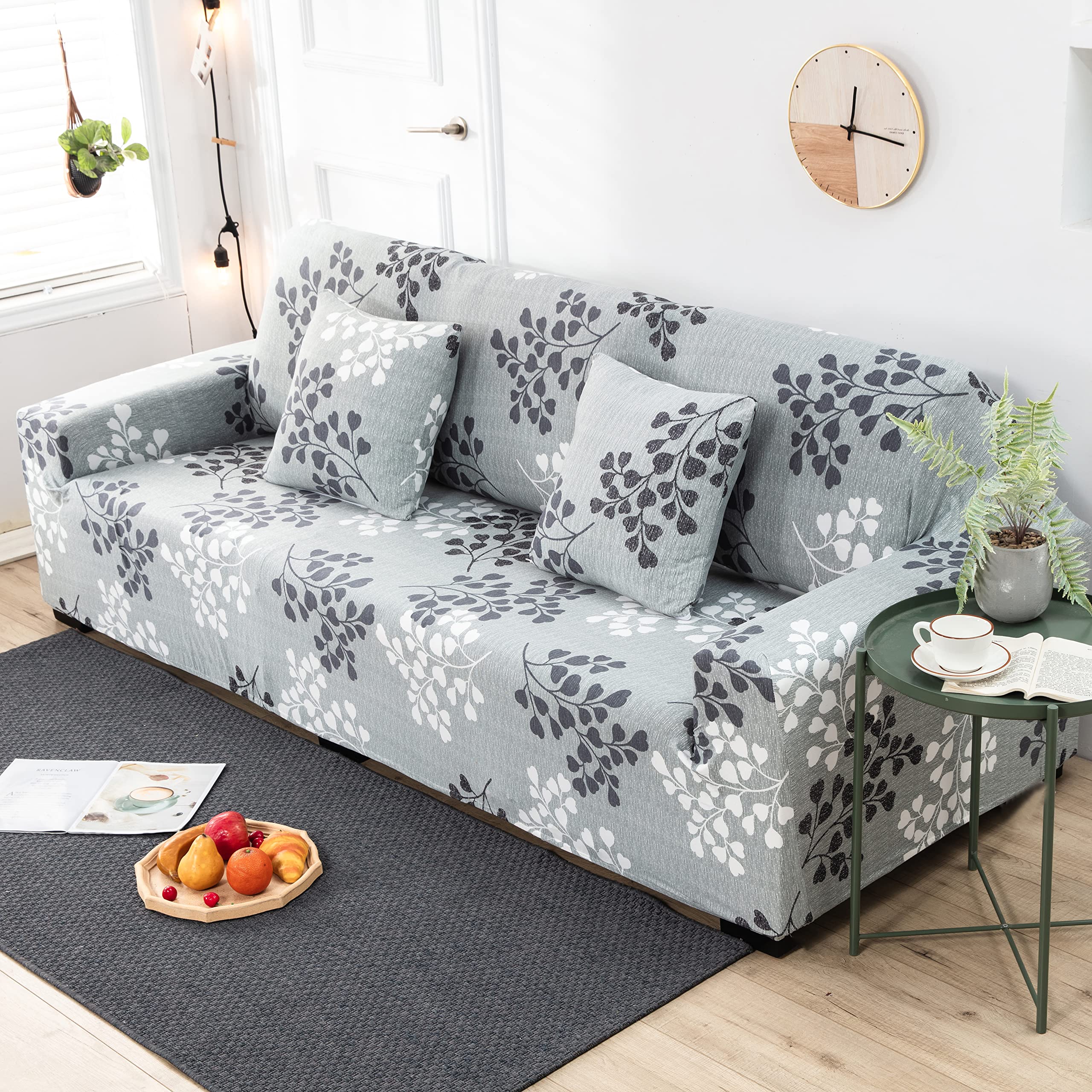 ARNTY Rekbare Bankhoes met print, modern, antislip, 1/2/3/4-zits, elastische bankhoes (2-zits, bankhoes, 141-180 cm, gevedergrijs ARNTY Rekbare Bankhoes met print, modern, antislip, 1/2/3/4-zits, elastische bankhoes (2-zits, bankhoes, 141-180 cm, gevedergrijs