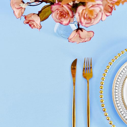 Miniatura 7 de KAIPHO Mantel redondo azul bebé impermeable resistente a las manchas, tela sin arrugas, lavable, de 210 GSM, poliéster para fiesta, banquete, boda,