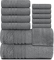 Vista 2 de White Classic Juego de 12 toallas Tower de baño y mano, 100% algodón, suave y afelpado, altamente absorbente, secado rápido, decoración de baño