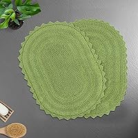 Vista 9 de TreeWool - Alfombras de baño con borde de ganchillo reversible en algodón de felpa (paquete de 2)