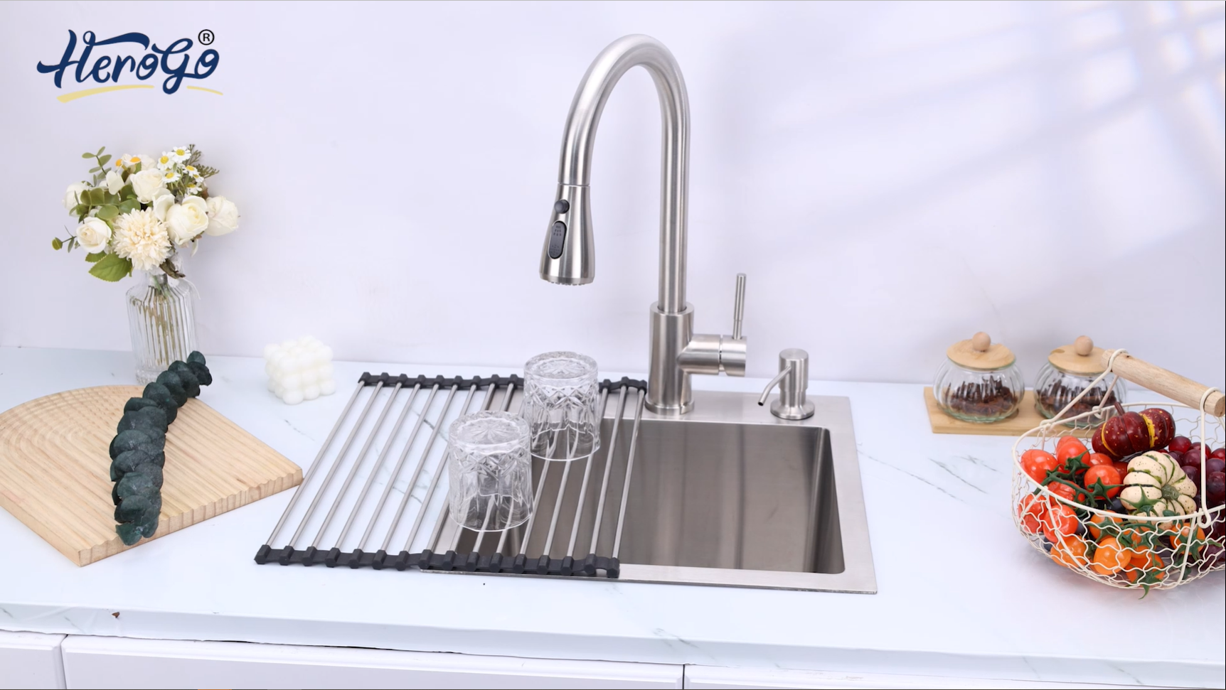 Herogo 15×15 Inch Drop In Kitchen Sink with Faucet Combo