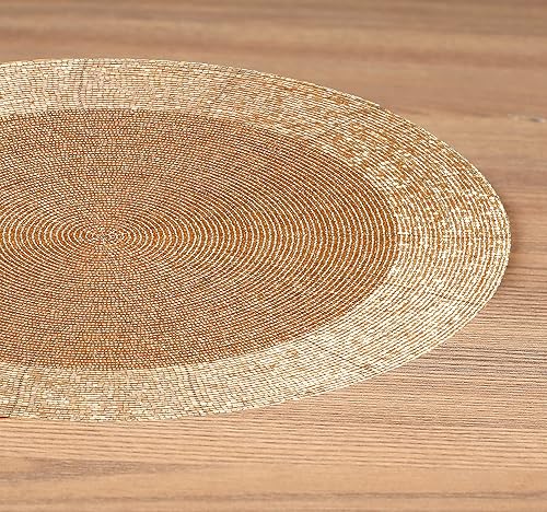 Miniatura 4 de Lightnpro - Juego de 4 manteles individuales con cuentas hechas a mano, alfombrillas cargadoras redondas, decoración de mesa estilo granja para