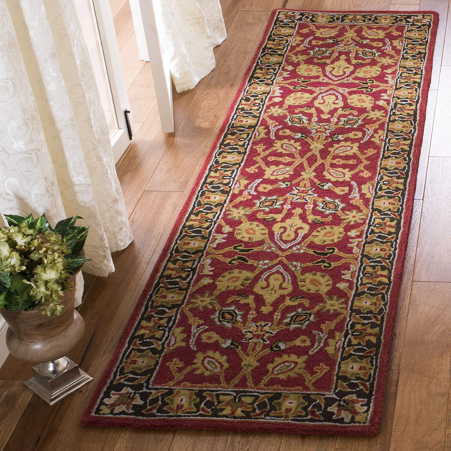 SAFAVIEH Heritage Collection Runner Rug - 2'3" x 8', Red & Gold, Handmade Traditional Oriental Wool, Ideal for High Traffic Areas in Living Room, Bedroom (HG745Q)