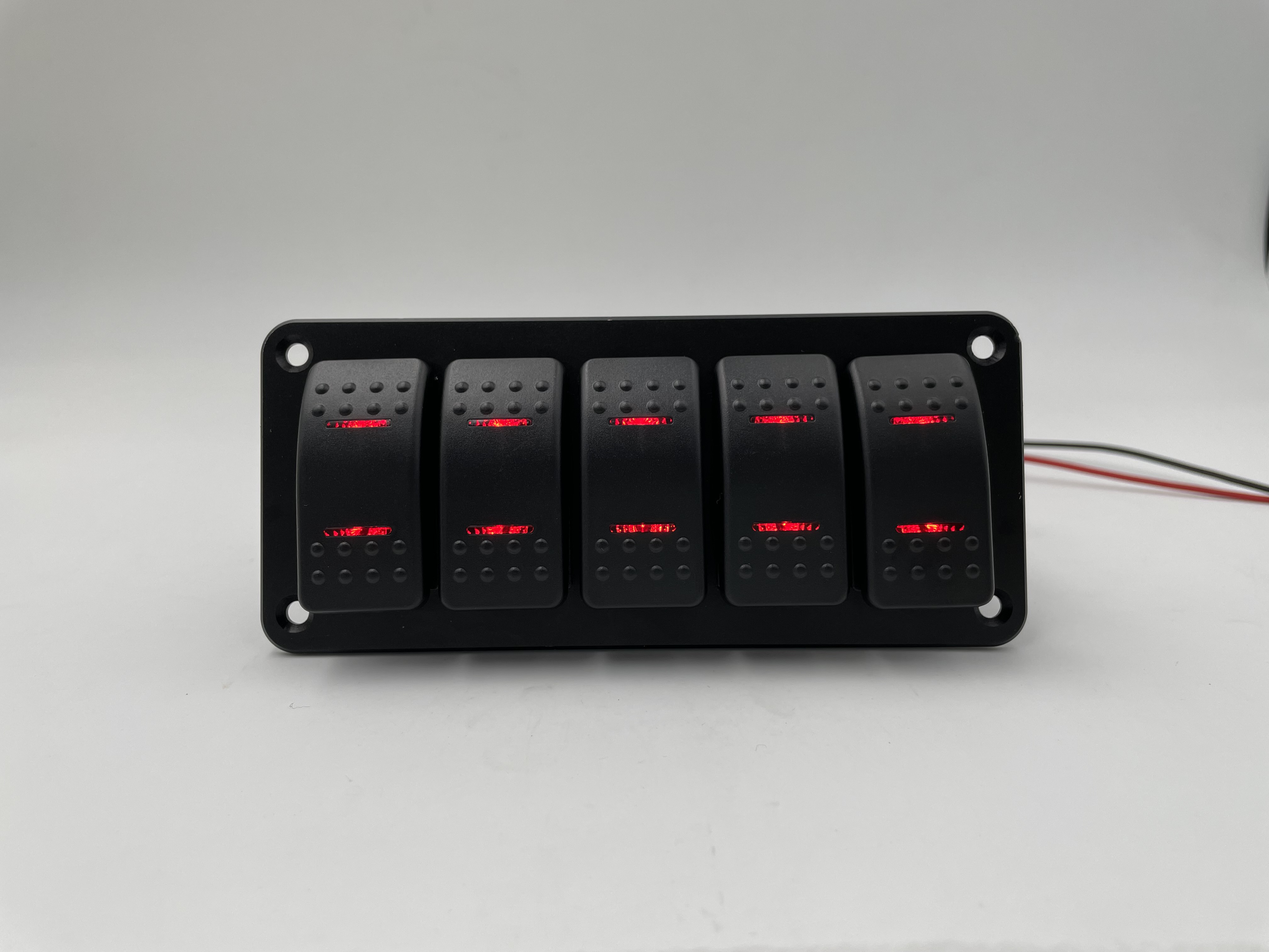 Image of Marine Boat Button Rocker Switch 5P ON-Off SPST Dual RED Led Light Bar Switch with Jumper Wire Set 12V 24V for Car Vehicle Tractor UTV SUV