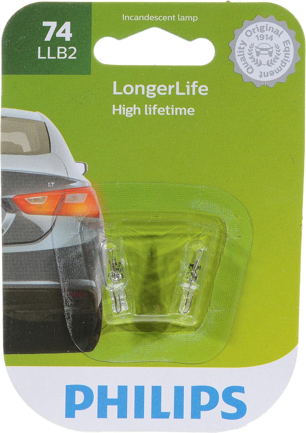 Philips Automotive Lighting - 74LLB2 74 LongerLife Miniature Bulb, 2 Pack 14V