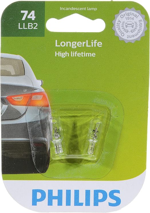 Philips - 74LLB2 74 LongerLife Miniature Bulb, 2 Pack 14V
