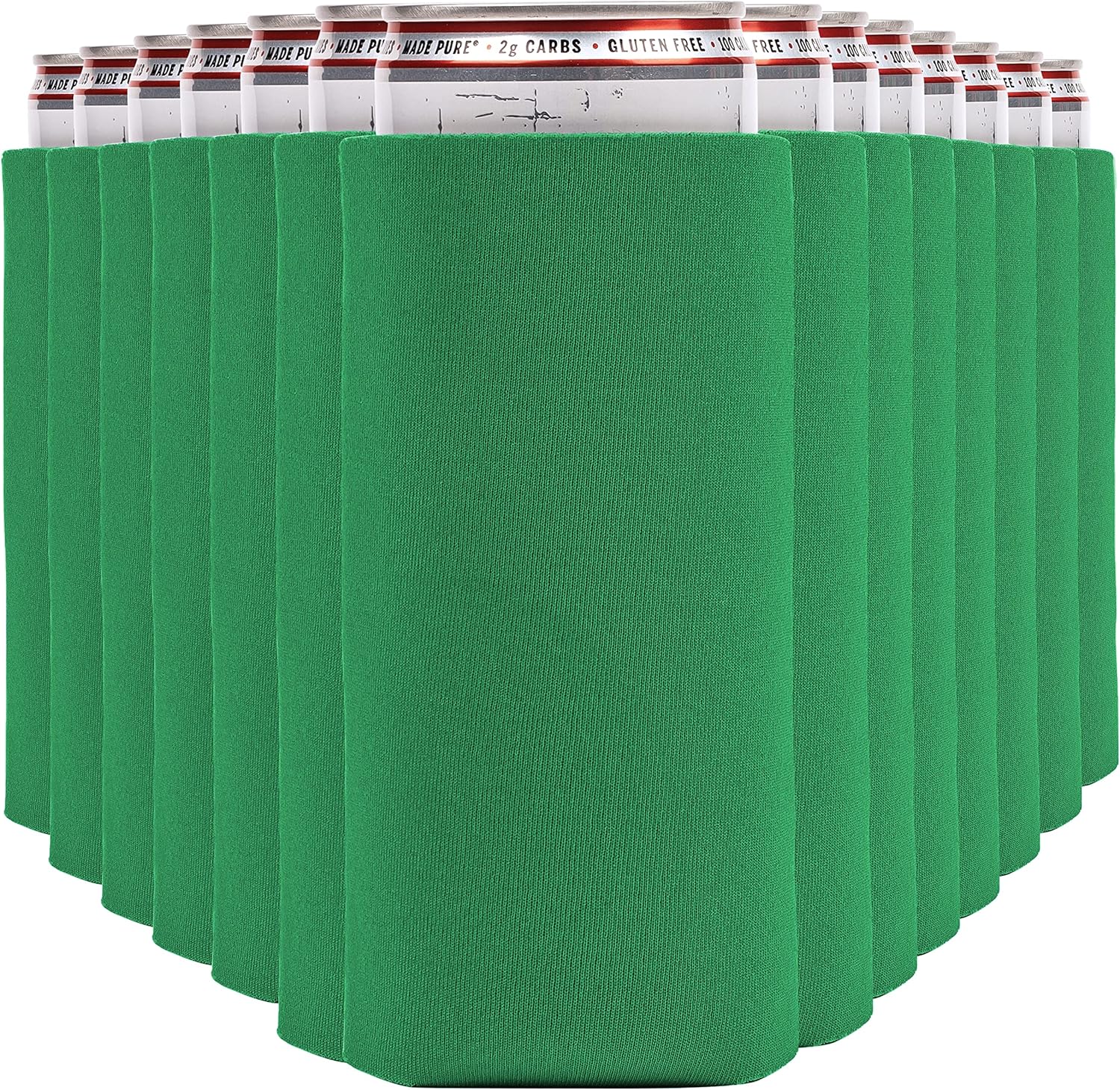 Slim Can Cooler Sleeves (14-Pack) Soft Slim Can Koolie for White Claw Seltzer & Slim Beer - HTV Blanks for Vinyl Projects - Skinny Can Koolies Bulk - Tall Can Coolies for Slim Cans (Kelly Green)