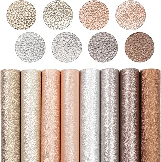 Shiny Pearl Faux Leather Sheets: Soft Pearl Lustrous Textured Metallic PU Synthetic Leather Fabric 8Pcs/Set 12x8 Inch for Bows Earrings Making DIY Craft (Dark Color)