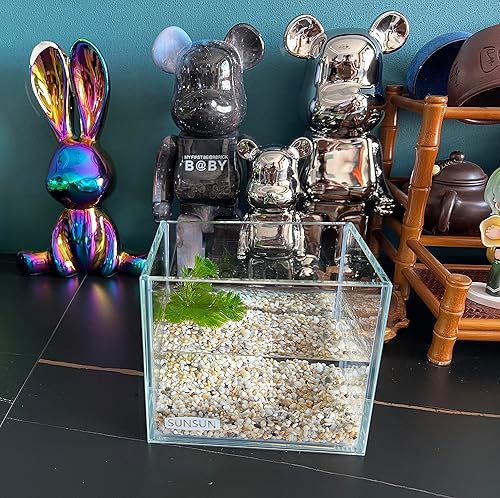 Miniatura 4 de Tanque pequeño sin borde nano alto, tanque de peces de cristal, tanque Betta (0.7 galones, 5.9 x 4.3 x 5.1 pulgadas/5.9x4.3x5.1 in)