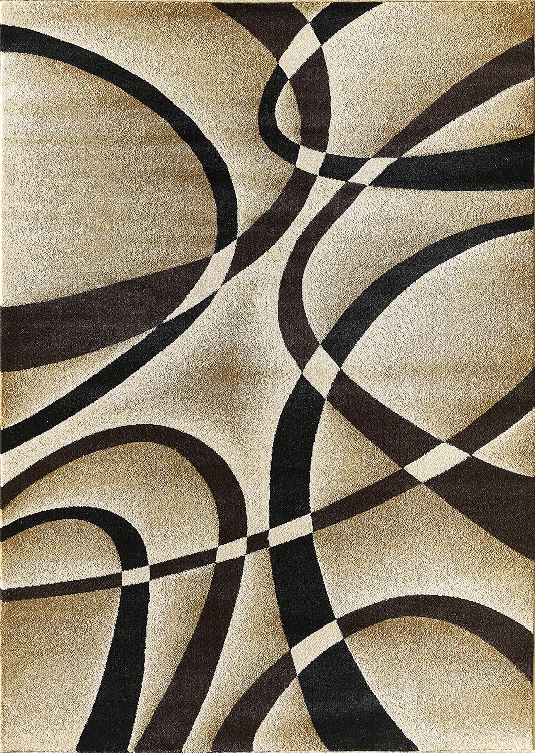 GLORY RUGS Modern Area Rug 5x7 Beige Swirls Carpet Bedroom Living Room Contemporary Dining Accent Sevilla Collection 4816A (Brown) - Image 2