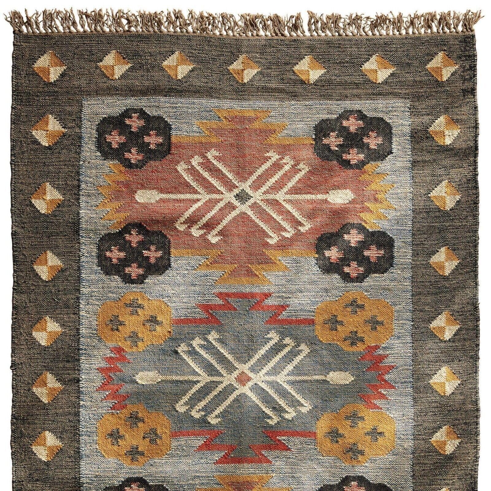 Tappeto Kilim di lana juta, rettangolare, resistente, realizzato a mano, tappeto per arredamento moderno per la casa, soggiorno, camera da letto, 90 x 180 cm
