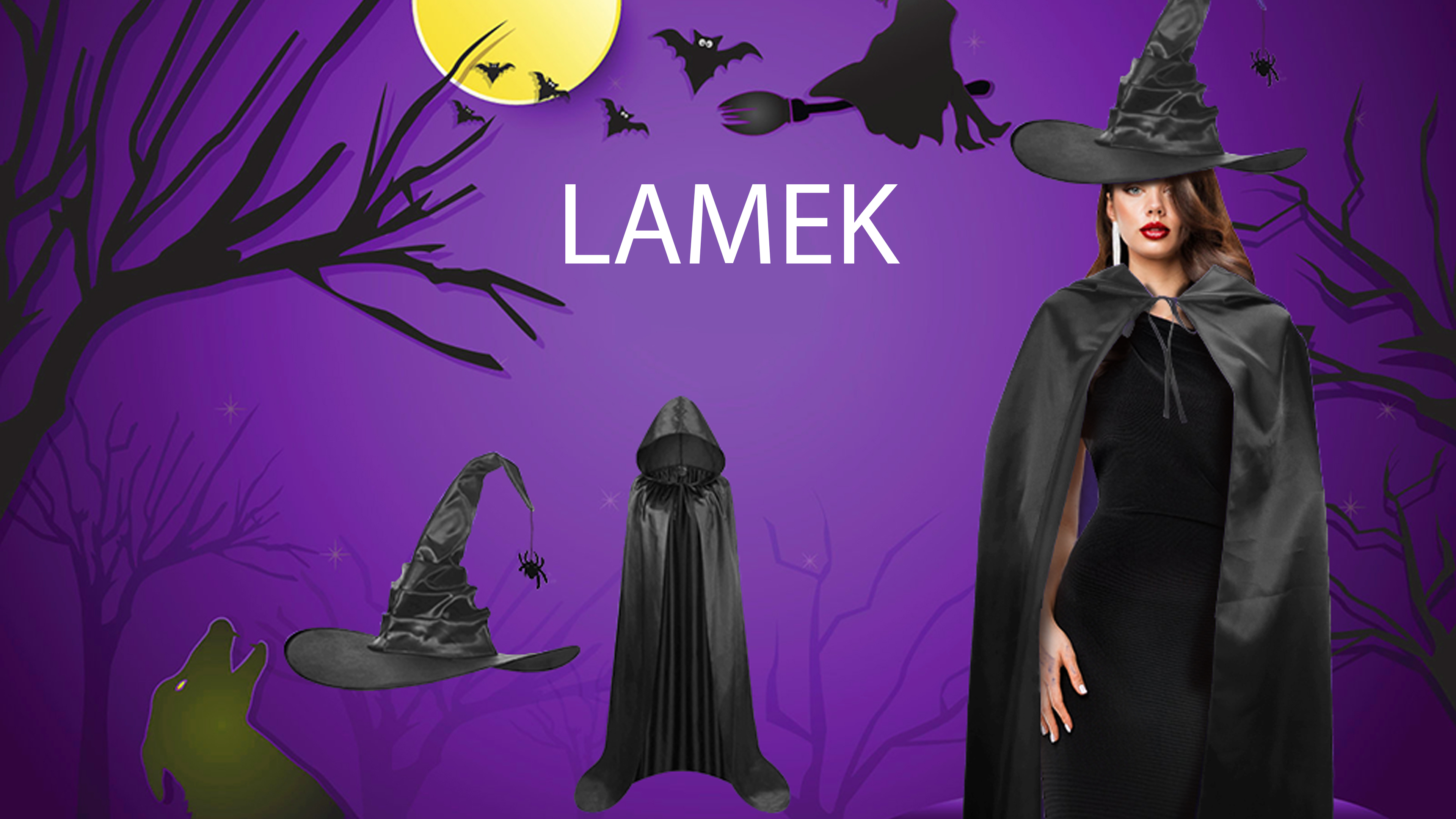 Beifon Halloween Umhang Mit Hexenhut - Schwarz Samt | Für Hexe & Vampir Kostüme | Unisex Erwachsene