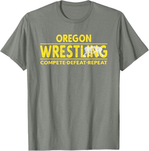 Miniatura 57 de Oregon Wrestling - Compete, Defeat, Repeat T-Shirt Negro,Azul Marino,Asfalto,Blanco,Azul Pastel,Arándano,Rojo,Verde Bosque,Verde Kelly,Verde