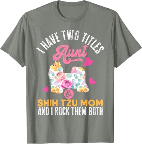 Miniatura 14 de I Have Two Titles Aunt and Shih Tzu Mom | Funny Dog Men Women T-Shirt Black,Navy Blue,Asphalt Grey,Cranberry Red,Red,Kelly Green,Dark Heather