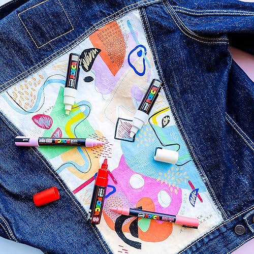 Miniatura 5 de Posca - Juego de 4 marcadores de pintura cálidos neutros; marcadores finos 3M con puntas reversibles, juego de marcadores de pintura acrílica,