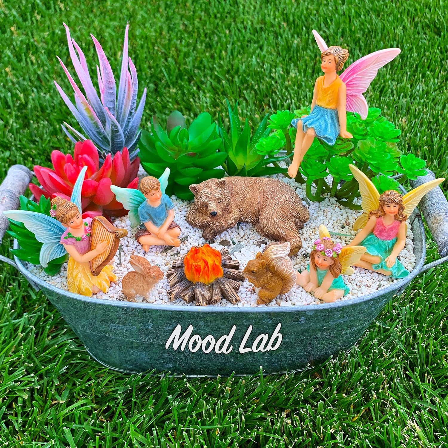 Mood Lab Fairy Garden - Miniature Fairies Figurines Accessories - Camping Kit of 9 pcs - Set for Outdoor or House Decor - Image 2