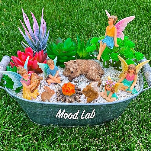 Miniatura 2 de Mood Lab Fairy Garden - Accesorios de figuras de hadas en miniatura - Kit de camping de 9 piezas - Juego para decoración al aire libre o de la casa