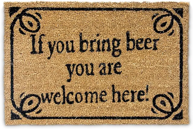 Relaxdays Coconut Doormat 'BRING BEER' - 40x60 cm Indoor/Outdoor Non-Slip