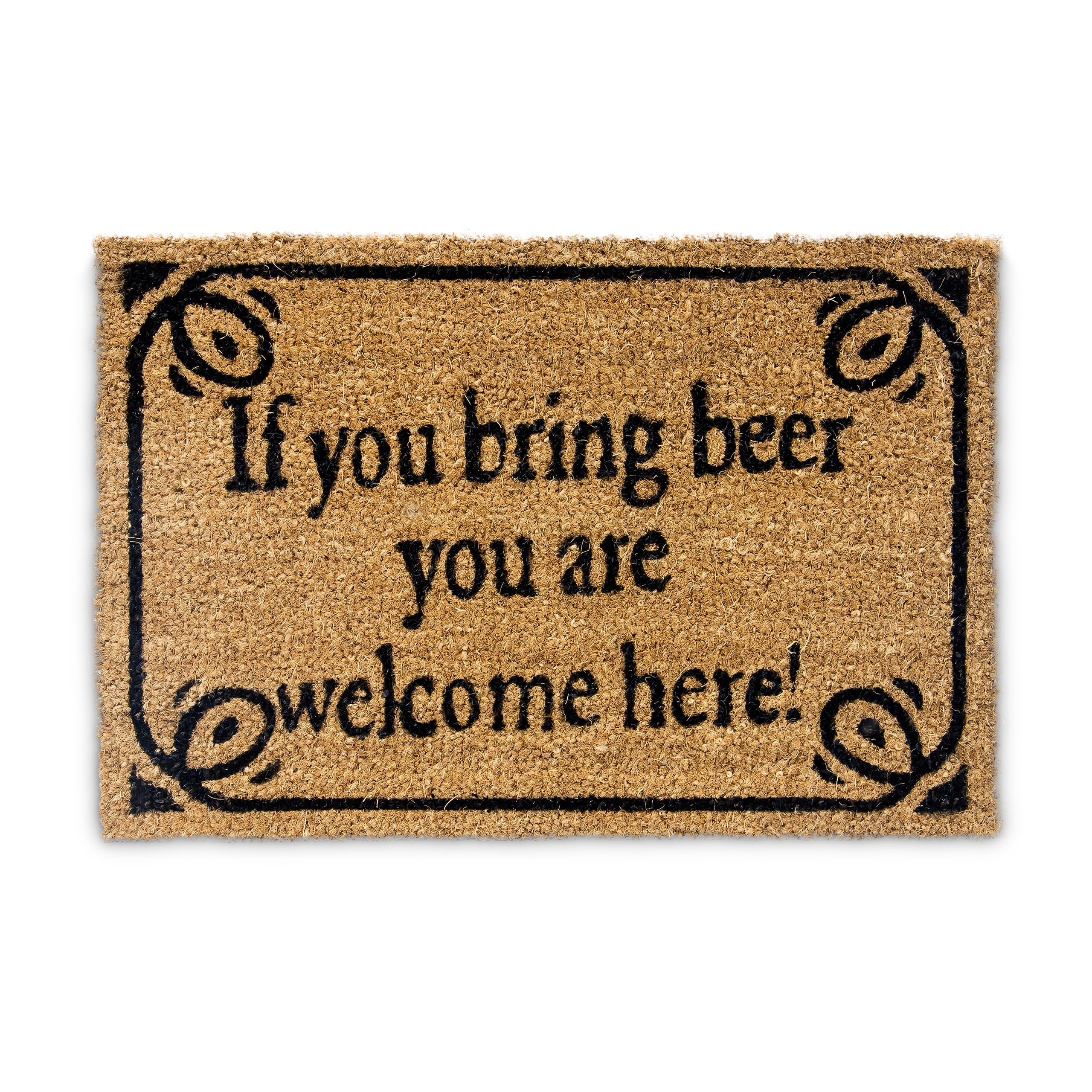 Relaxdays Felpudo Bring Beer, Alfombrilla Coco y PVC, 40 x 60 cm, Alfombra Bienvenida Antideslizante, Color Marrón, Caucho