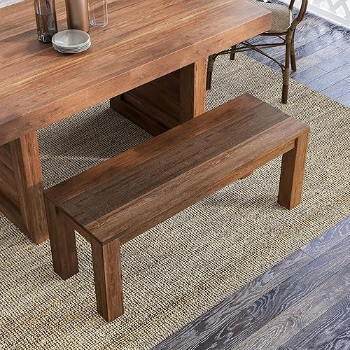 Miniatura 5 de 247 Shop at Home Alper Farmhouse - Banco de madera maciza con patas cuadradas para comedor, cocina, entrada, sala de estar, dormitorio, 46 pulgadas,