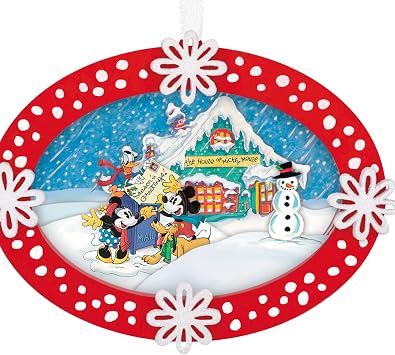 Hallmark Keepsake Disney Christmas Ornament, Mickey and Friends Sending Season's Greetings, Papercraft, Gifts for Disney Fans