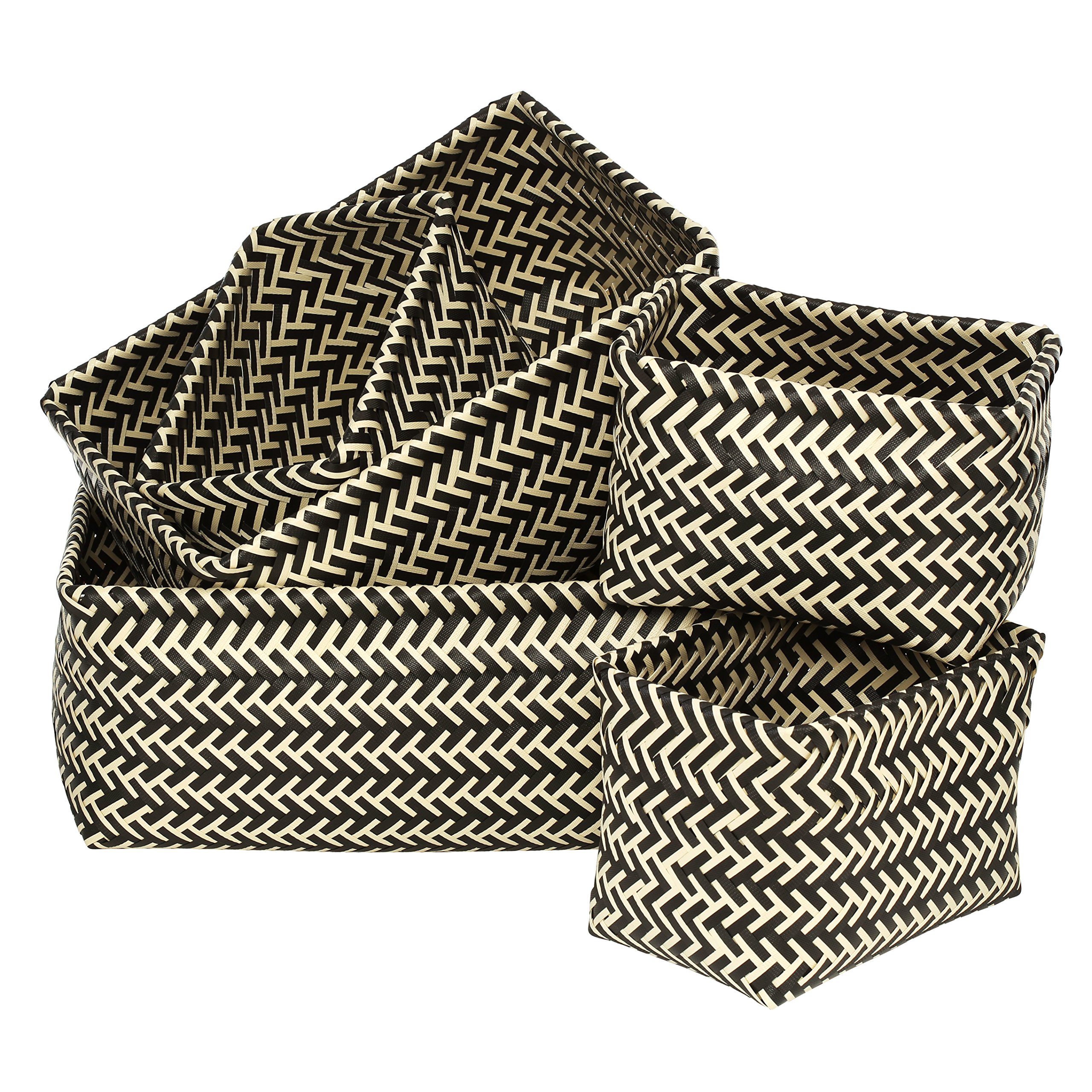 Interiors By Premier Black/White Set Of Five And Woven Storage Baskets