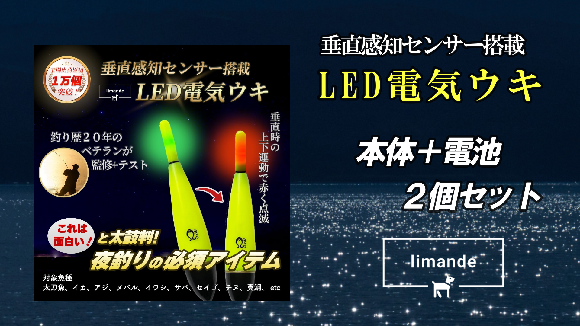 Amazon | 【垂直感知式LED電気ウキ】 limande 電気ウキ 夜釣り ウキ2