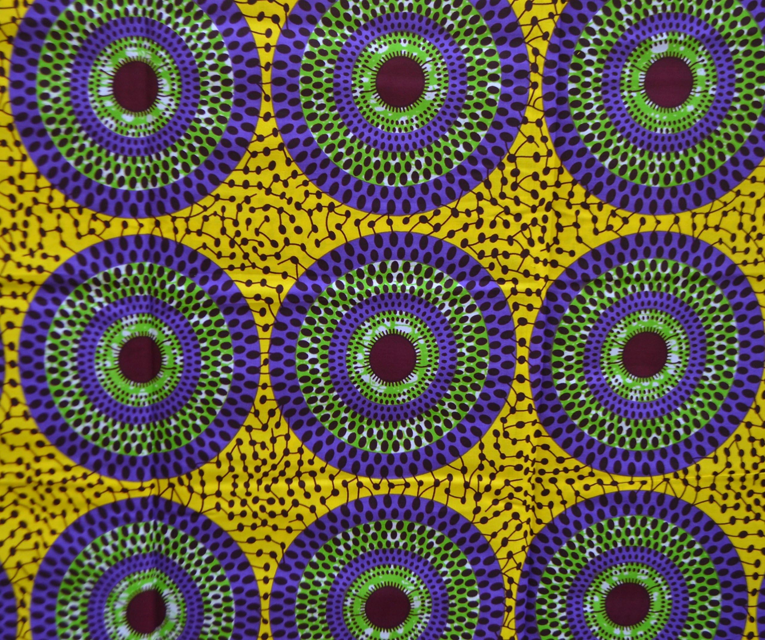African Print- Ankara Fabric Clothing Designs - Material for Fashion, Dress, Skirt, Shirt, Jewelry, Bags, Shoes -Styles with Patterns of Prints Mushroom -6 Yards.
