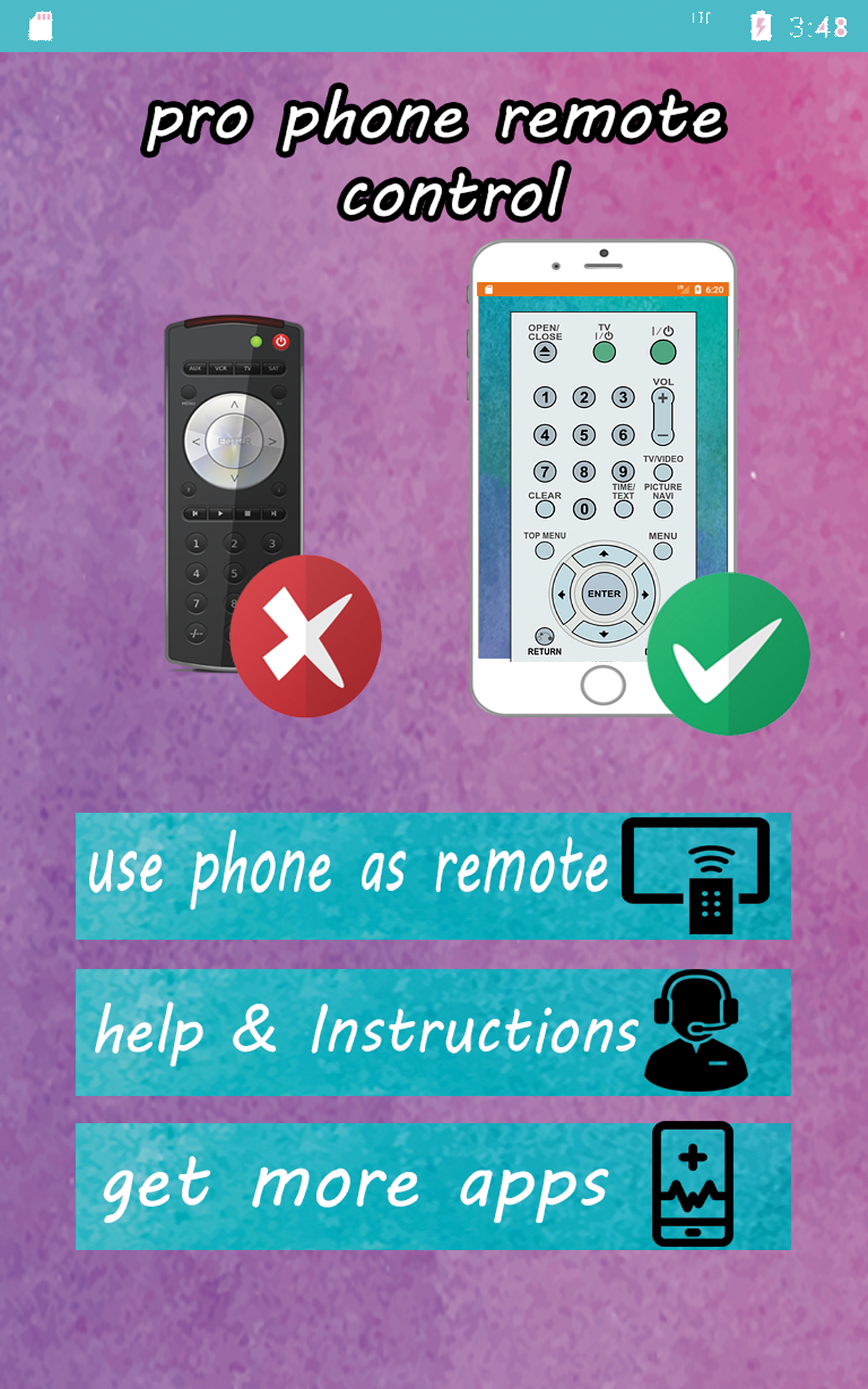 PRO TV remote control phone App on the Amazon Appstore