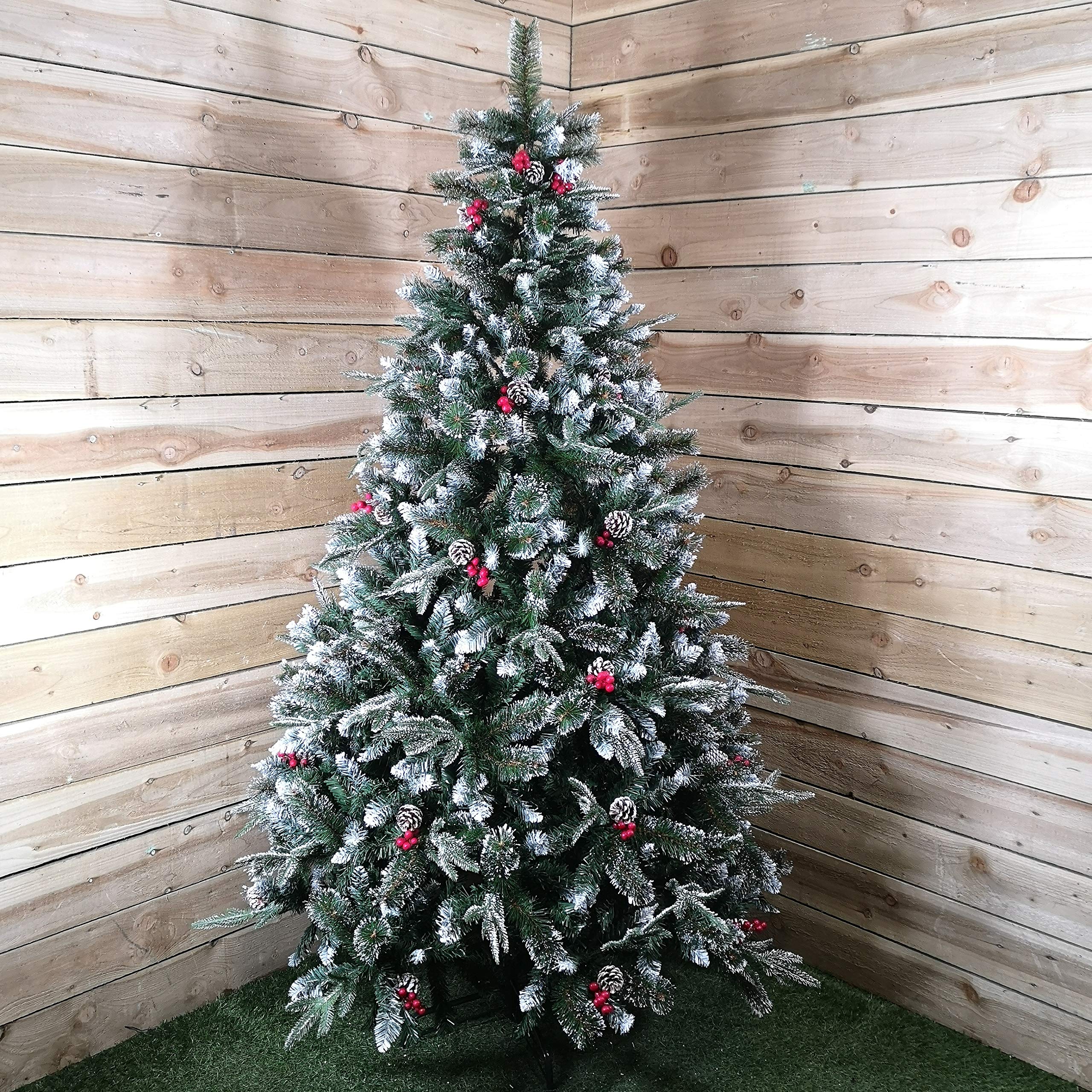Premier White 2.1M Christmas New Jersey Spruce Pvc/Pe/Bristle/Berrie/Cones