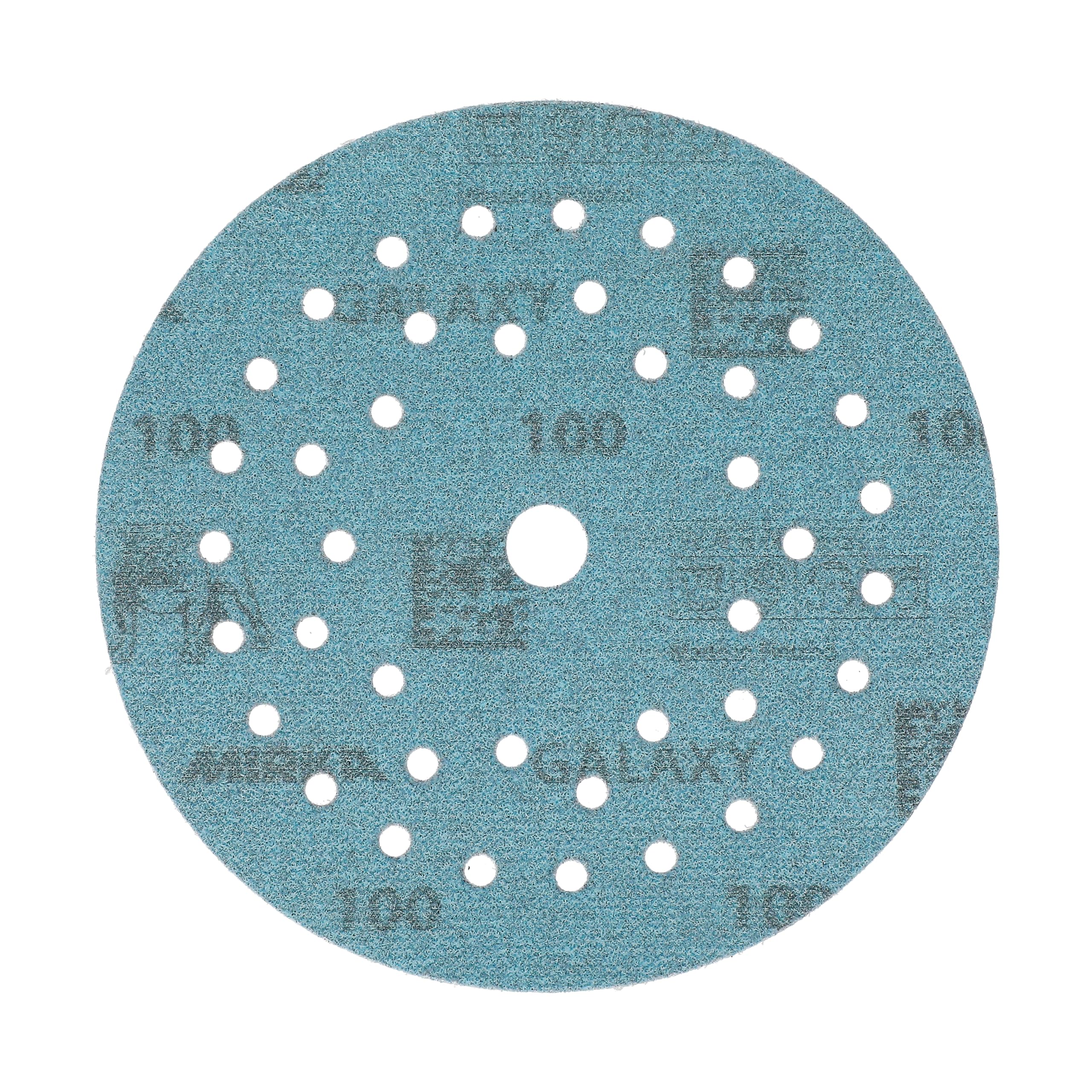 Mirka Galaxy Multifit - Carta abrasiva da 125 mm, grana 100, 50 dischi/confezione, abrasiva di alta qualità per resina epossidica, legno, metallo, non intasamento, tecnologia autoaffilante, ideale per