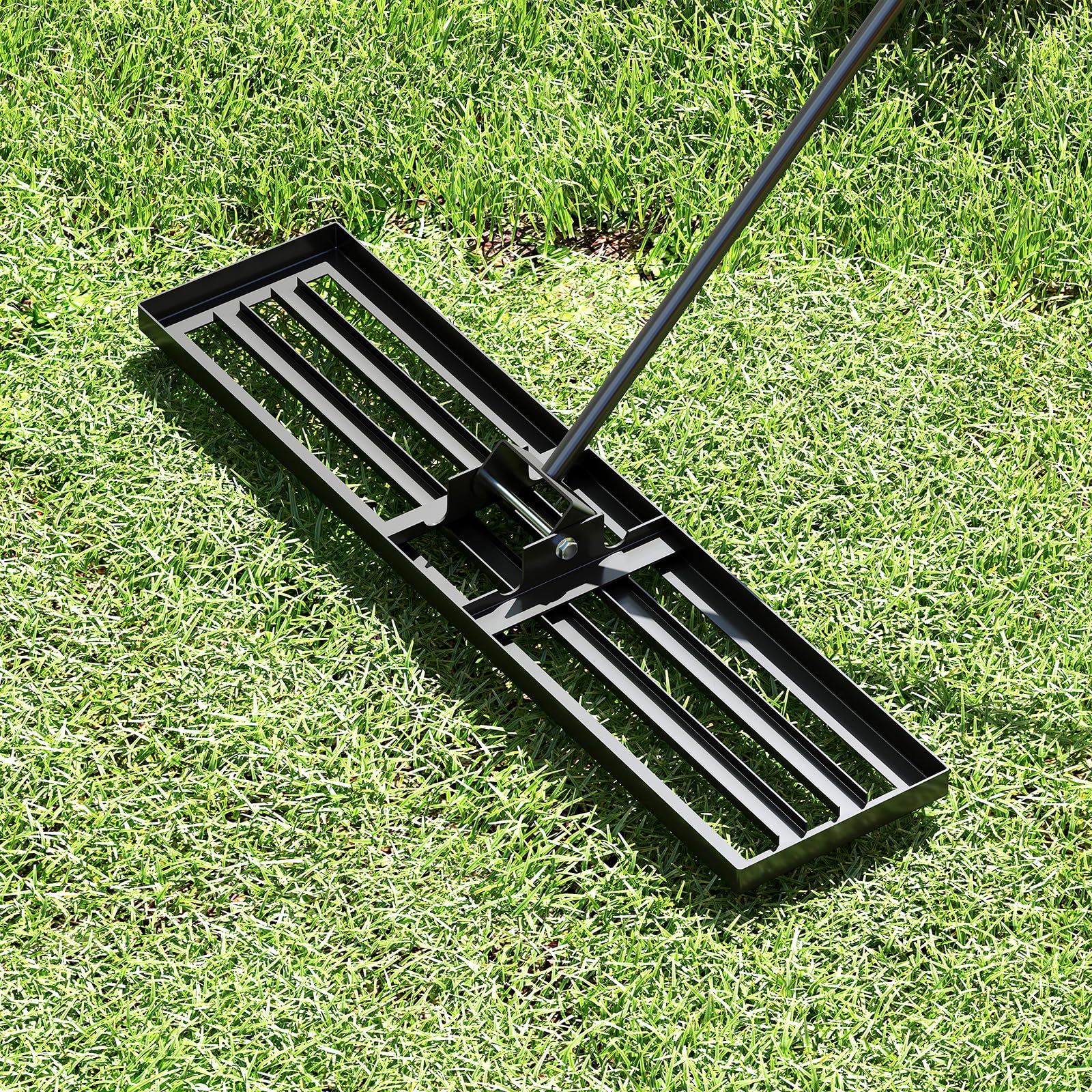 SOHNVWTGD 11-Tine Iron Garden Rake for Agricultural Soil Loosening and Grass Thatching, Sturdy Nail Rake Head Suitable for Gardening and Lawn Care