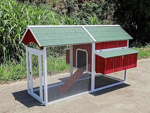 Gallinero de madera Red Barn con caja de anidación para gallina de corrida, recinto cubierto para patio trasero