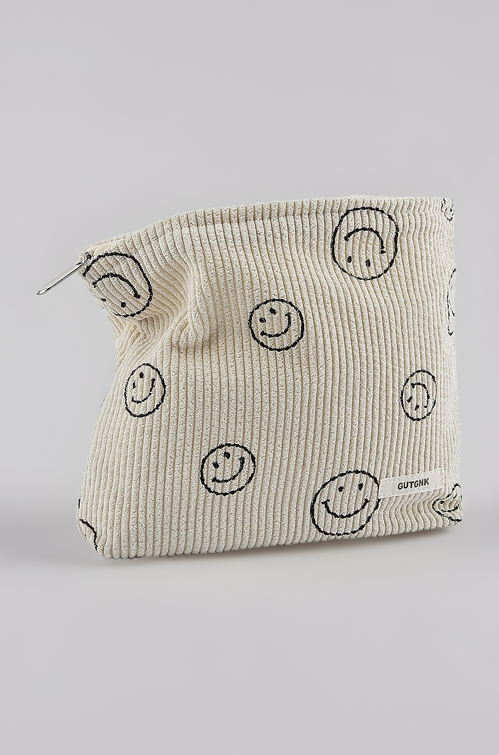 Cosmetic Bags for Women - Corduroy Cosmetic Bag Aesthetic Women Handbags Purses Smile Dots Makeup Organizer Storage Makeup Bag Girls Case Bags (Beige) 25 x 5 x 18 cm Small