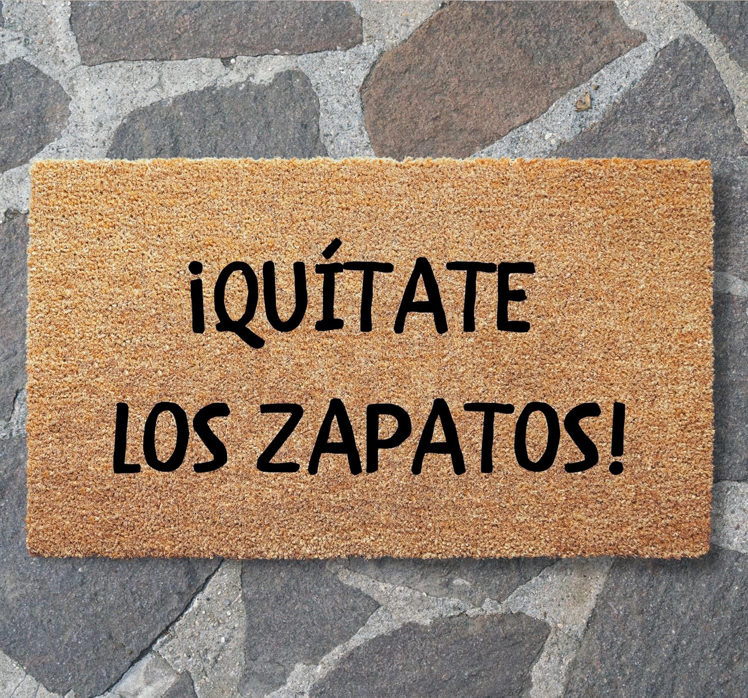 clicked craft Spanish Doormats - Felpudo en Español Coir Welcome Mats with Humorous Phrases Funny Latin Rug 16x24, 18x30, 24x36 Sizes Tapete de Bienvenida en Español (Quítate Los Zapatos)