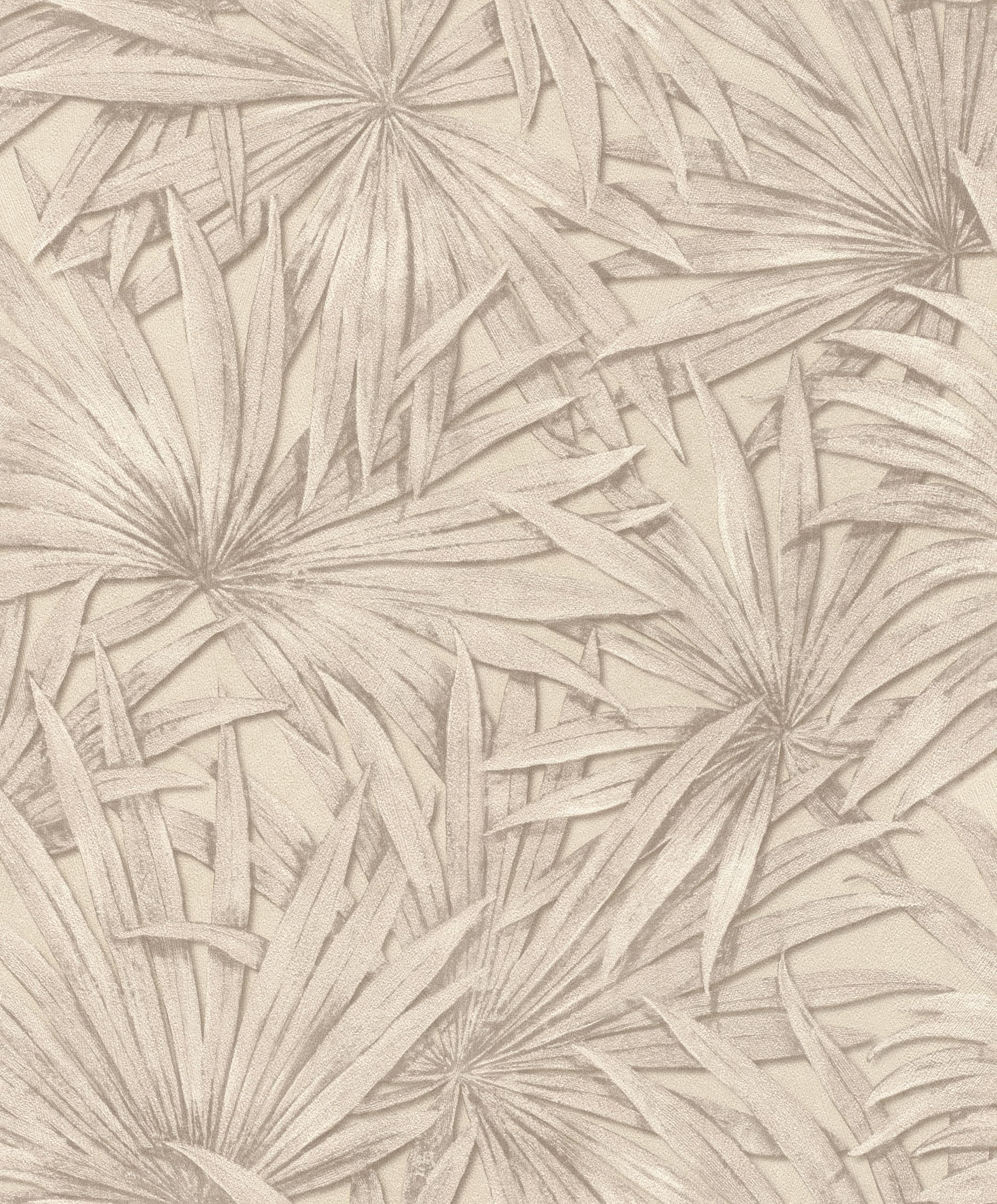 Rasch Beige-Beige-Brown Non-Woven Wallpaper Jungle Tropical Vinyl Wallpaper Plants In Beige Brown For An Exotic Living Environment Robust And Washable 10.05 M X 0.53 M