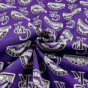 MLB Cotton Broadcloth Colorado Rockies Purple/Black, Fabric by the Yard
