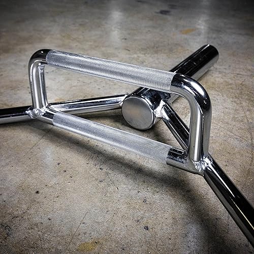 Miniatura 4 de PRx Performance Barra hexagonal olímpica, barra de trampa cromada de 45 libras con asas elevadas moleteadas, mangas de peso de 2 pulgadas para