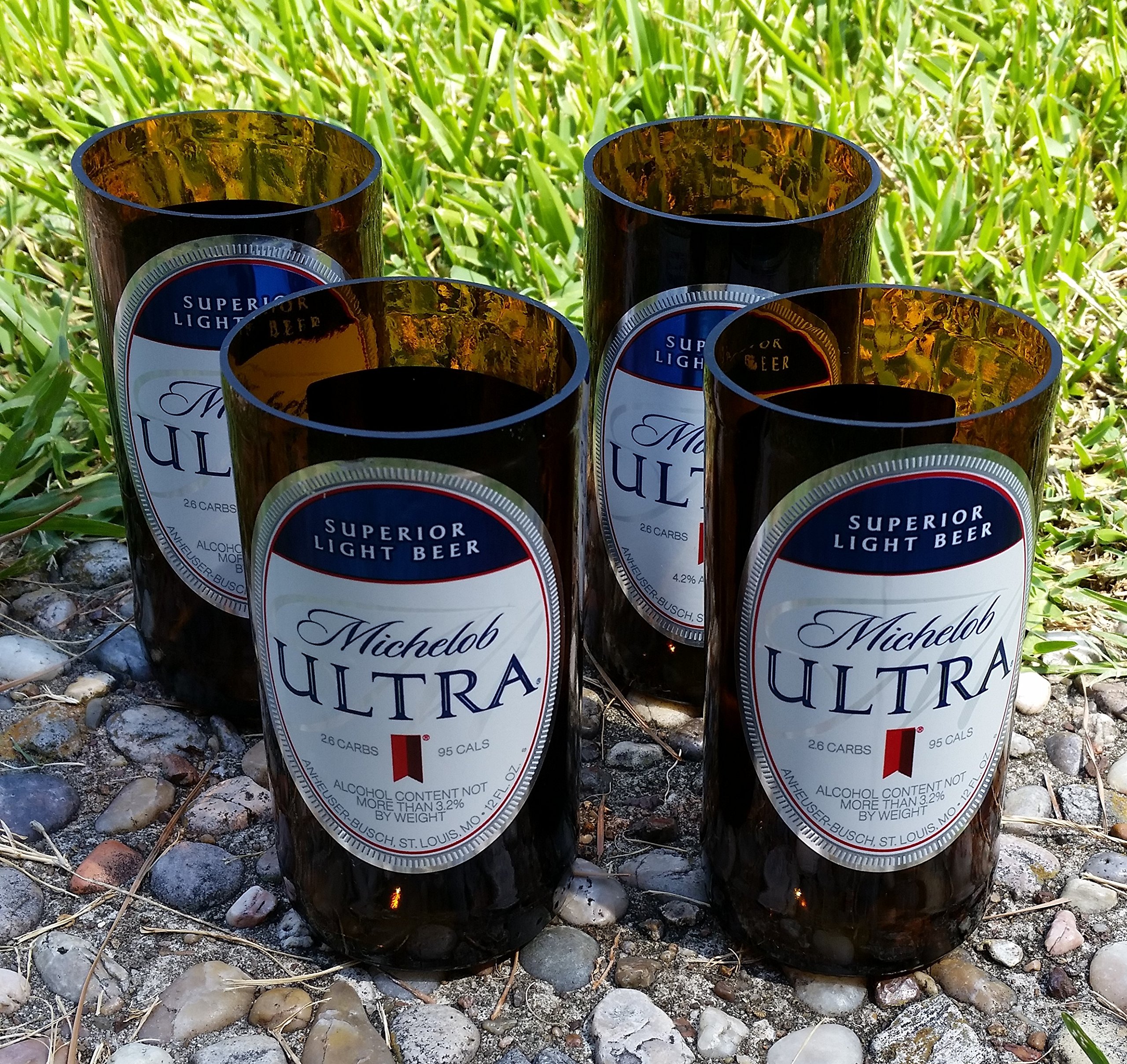 Set of 4 Michelob Ultra upcycled glasses