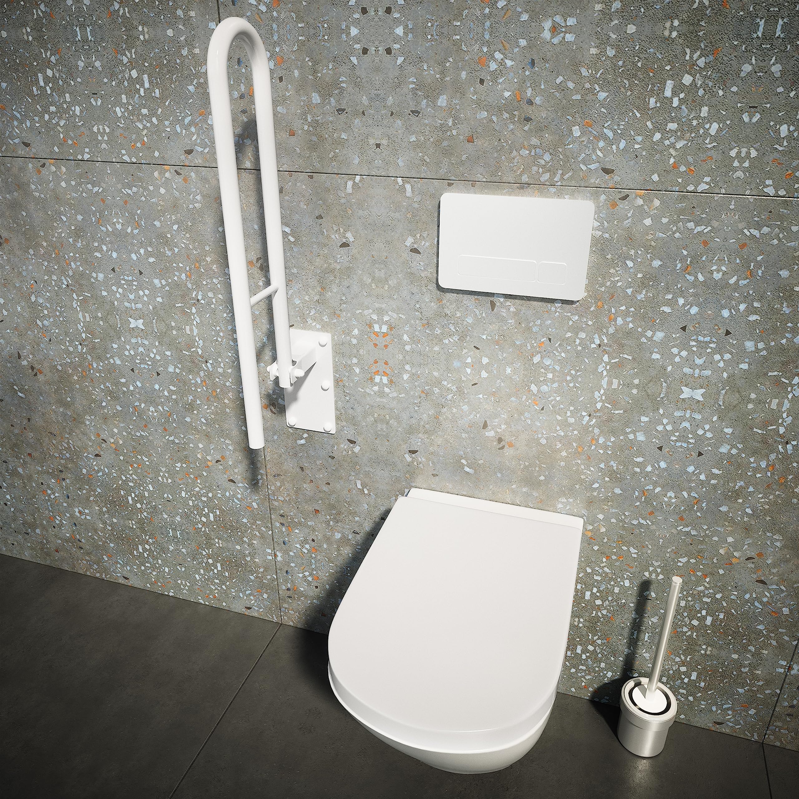 Aquabad® Barra de Apoyo abatible de acero, blanco, 80 cm