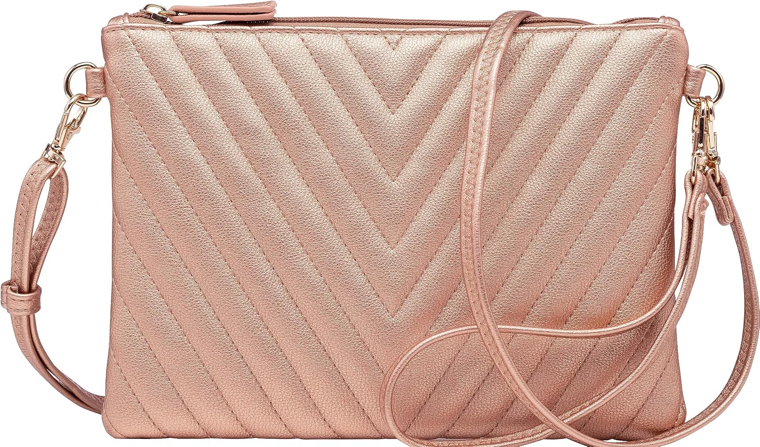 B BRENTANO Chevron Embroidered Crossbody Clutch Bag Pouch with Removable Wristlet & Adjustable Shoulder Strap